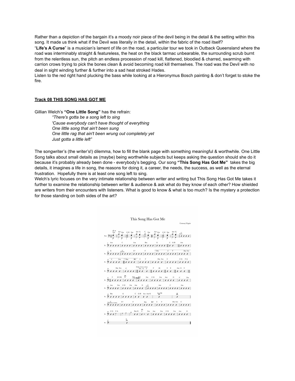 Everybody’s Begging original illustrated album notes, page 6