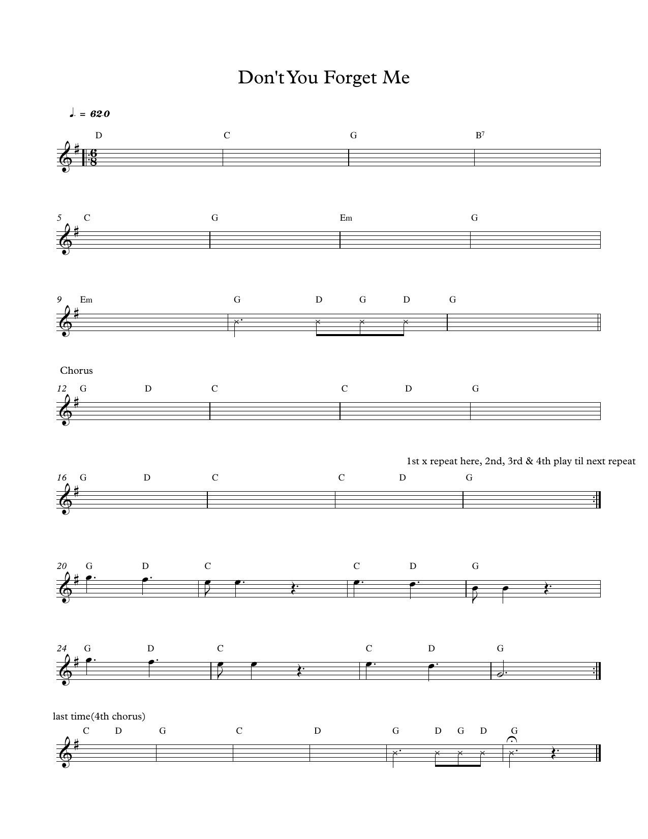 Don’t You Forget Me sheet music, page 1 of 1