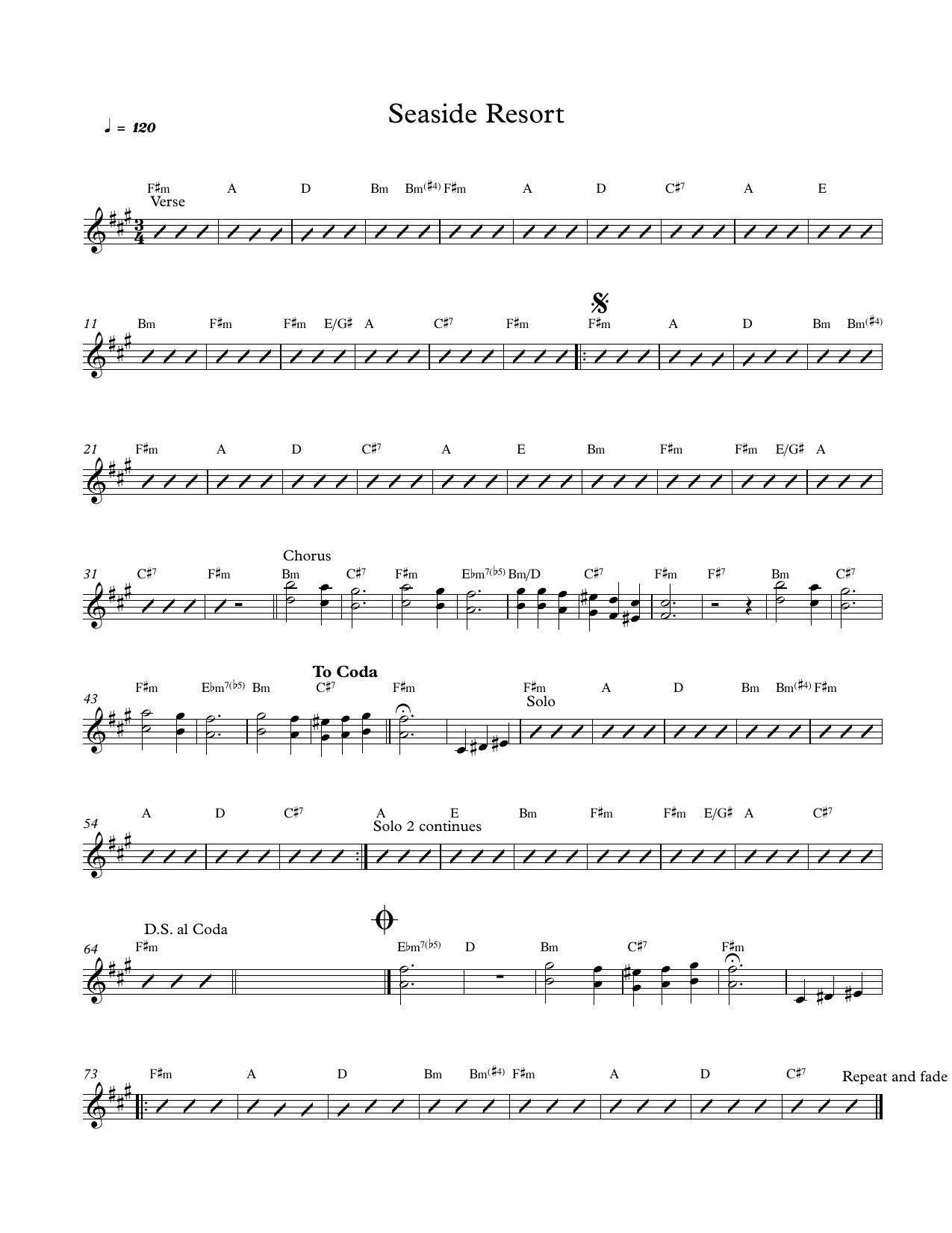 Seaside Resort sheet music, page 1 of 1