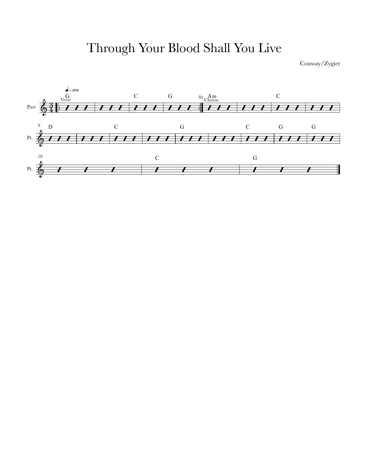 Through Your Blood Shall You Live sheet music, page 1 of 1