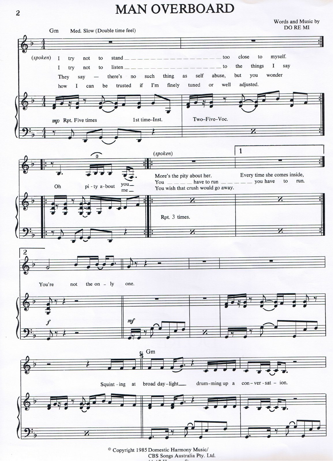 Man Overboard sheet music, page 2 of 6