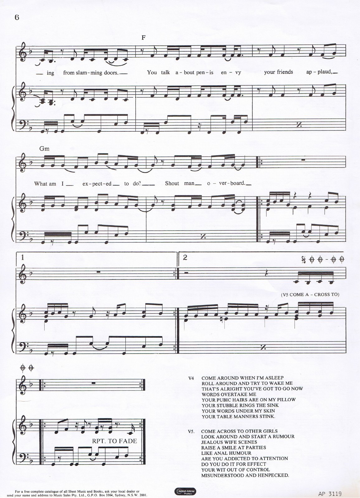 Man Overboard sheet music, page 6 of 6