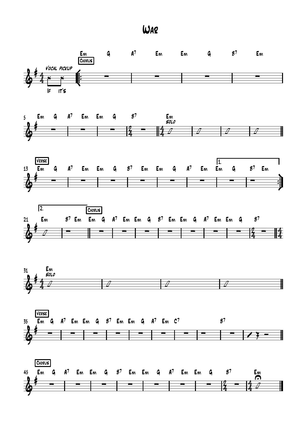 War sheet music, page 1 of 1