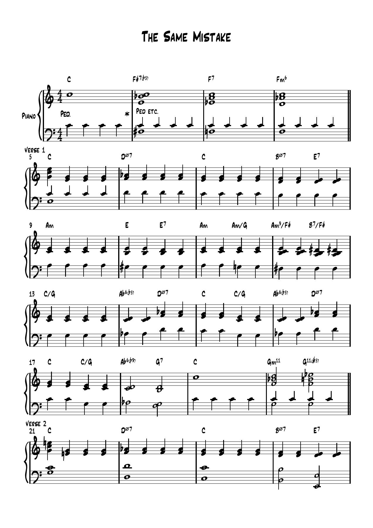 The Same Mistake sheet music, page 1 of 3