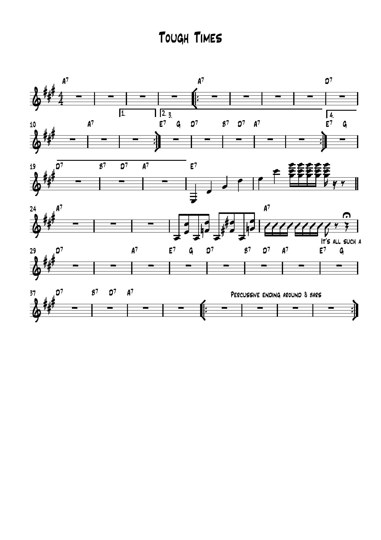 Tough Times sheet music, page 1 of 1