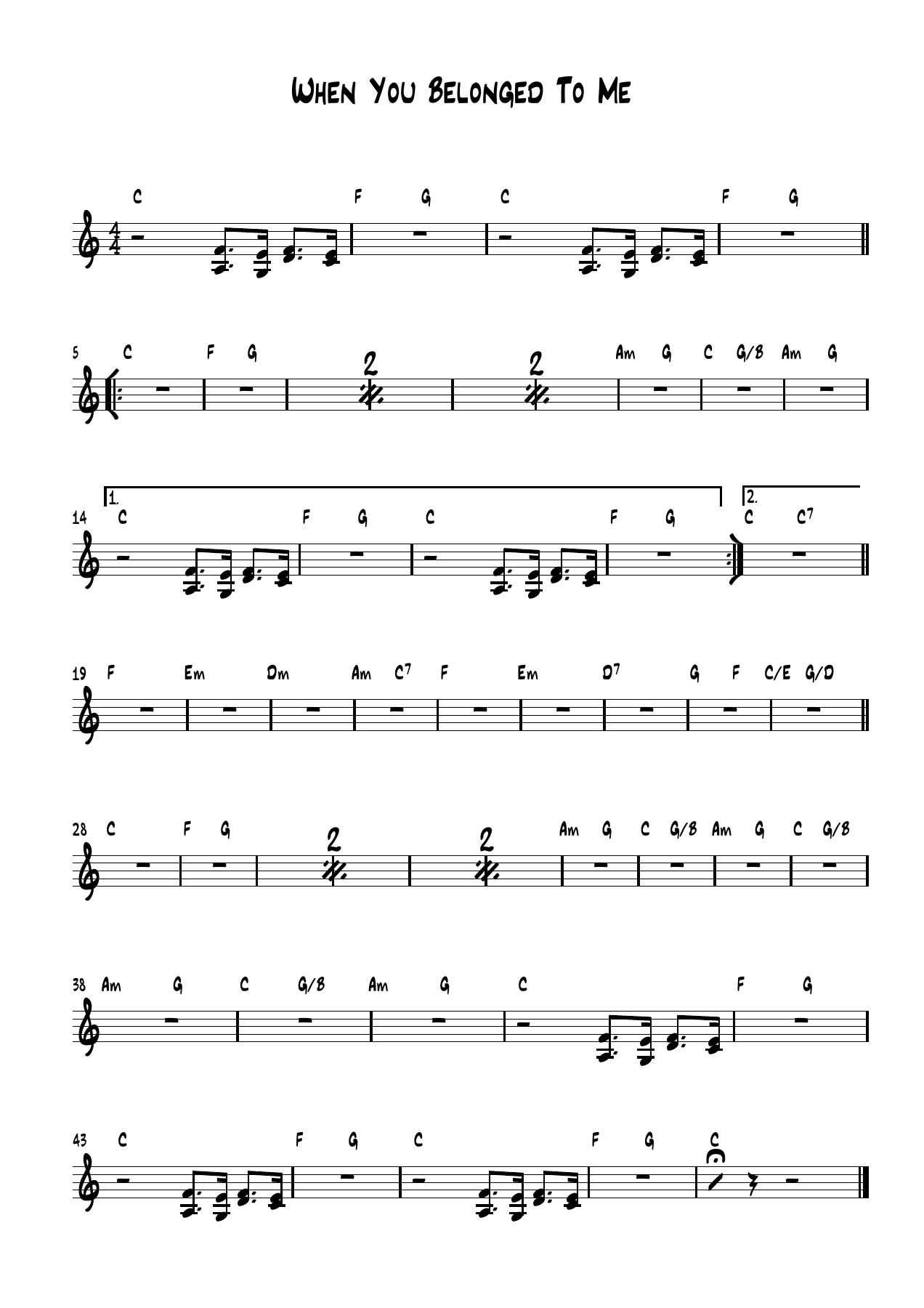 When You Belonged To Me sheet music, page 1 of 1