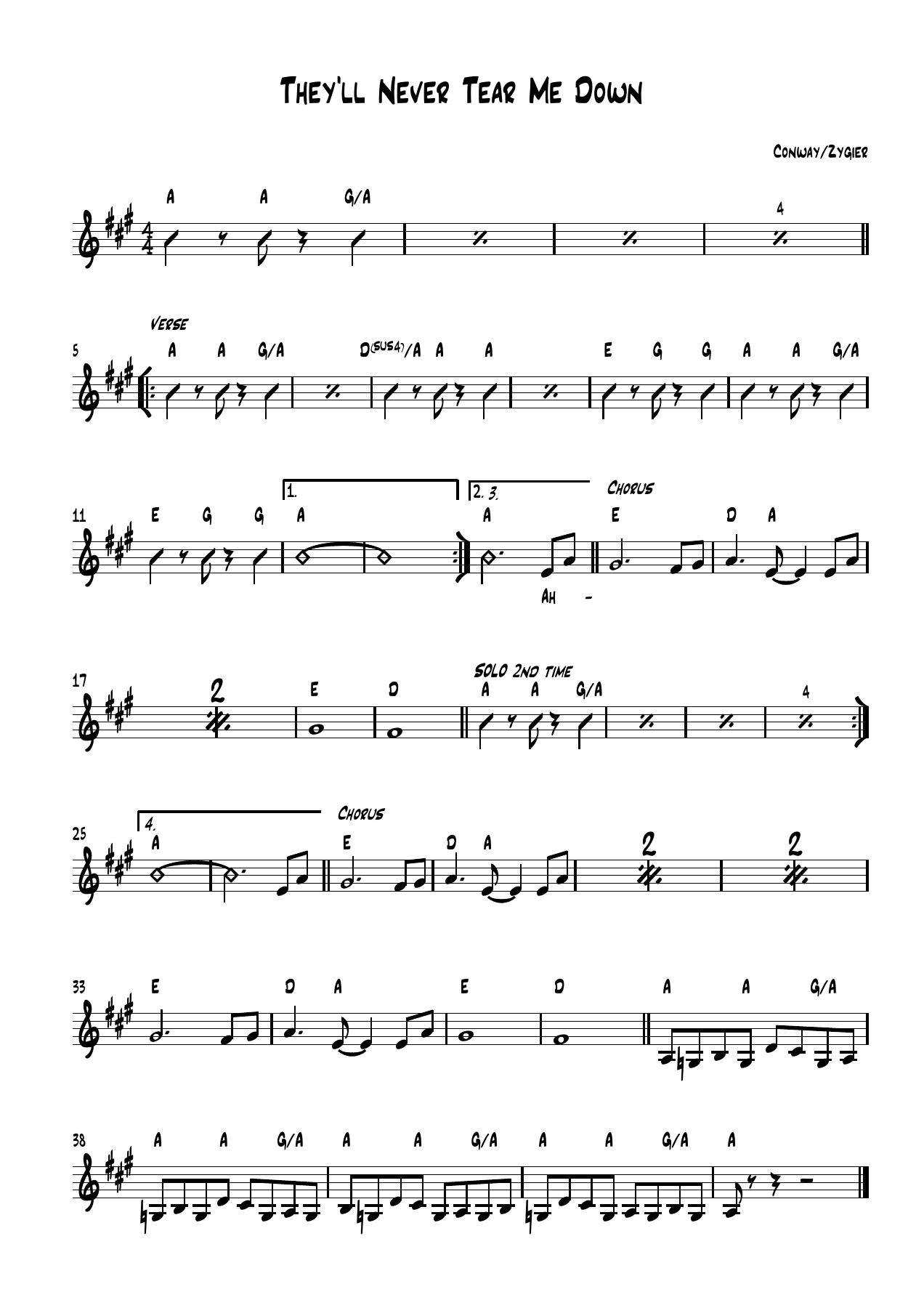 They’ll Never Tear Me Down sheet music, page 1 of 1